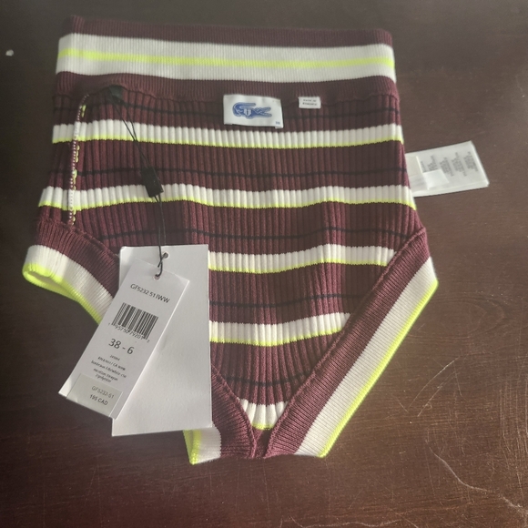 NWT LACOSTE X VENUS WILLIAMS EleVen Striped Retro Cotton Lounge Shorts 6/38 Y2K - Picture 10 of 16